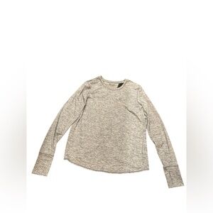 Athleta Gray Long Sleeve Workout Top with open Overlay Back Thumb Holes Size S